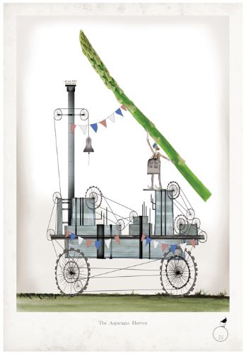 Asparagus - Whimsical Kitchen Vegetable Print by Tony Fernandes